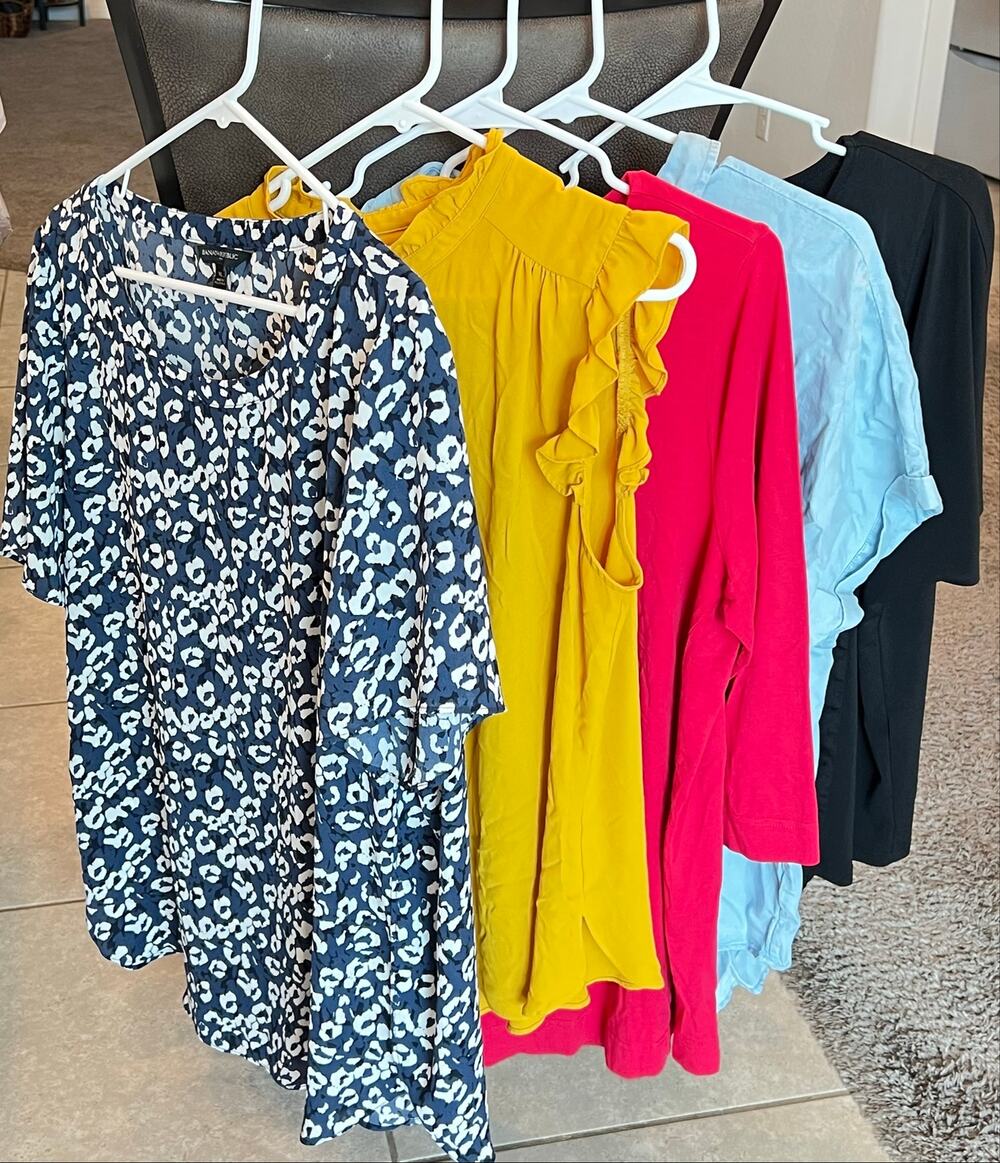 LOT of Women's Career Tops Blouse XL Banana Republic Loft Chicoβs Black Leopard